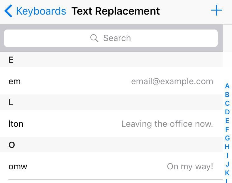 keyboard shortcuts