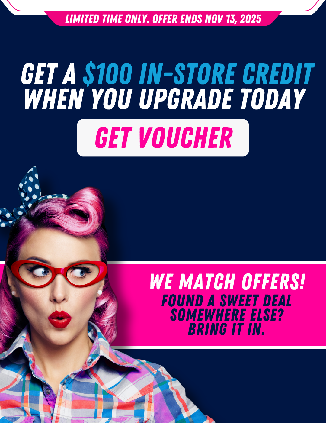 $100 In Store Credit Offer - Website Banner - Mobile Version - Bolt Mobile v2 100 In Store Credit Offer Website Banner Mobile Version Bolt Mobile v2