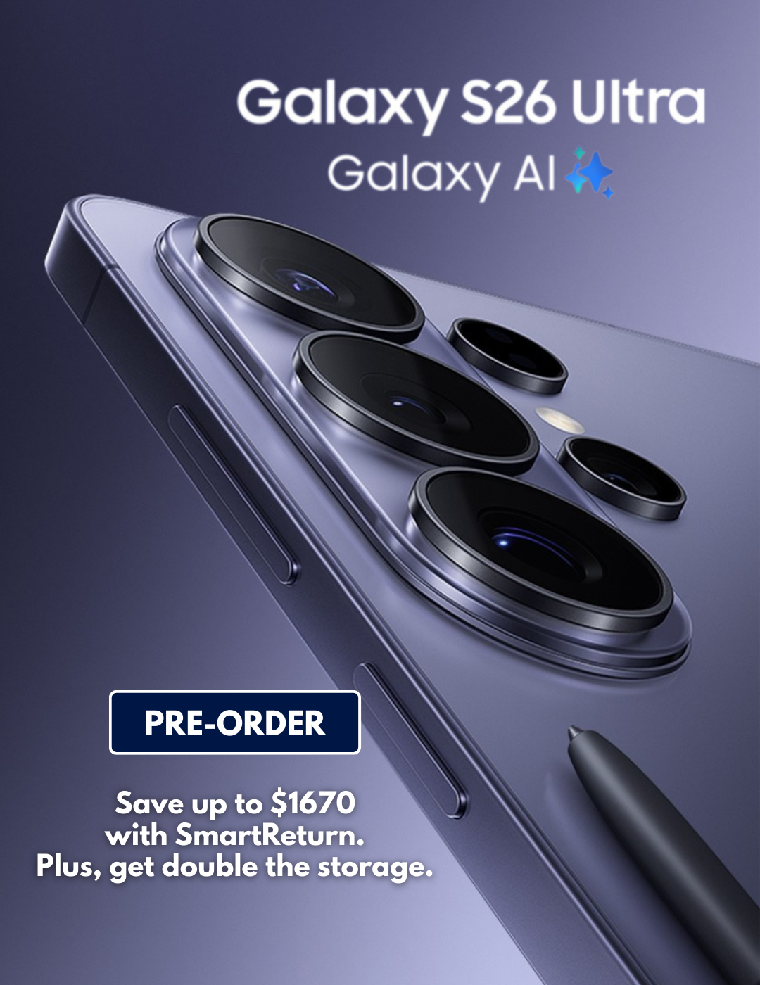 Samsung Galaxy S26 Ultra Pre-Order Website Banner - Bolt Mobile - Mobile Version Samsung Galaxy S26 Ultra Pre Order Website Banner Bolt Mobile Mobile Version