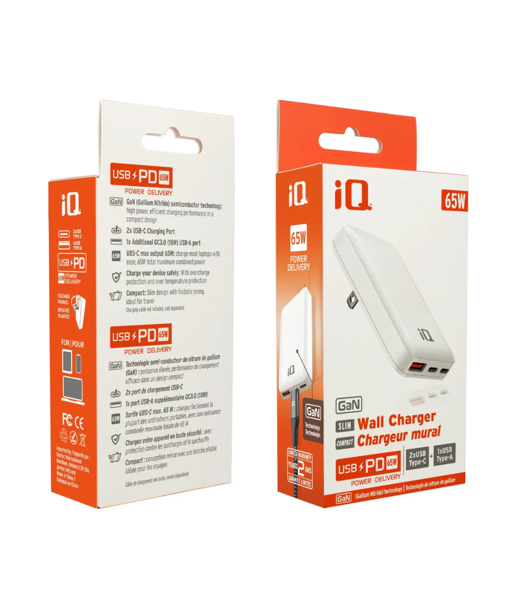 iQ PD65W GaN Slim Wall Charger 1 iQ PD65W GaN Slim Wall Charger